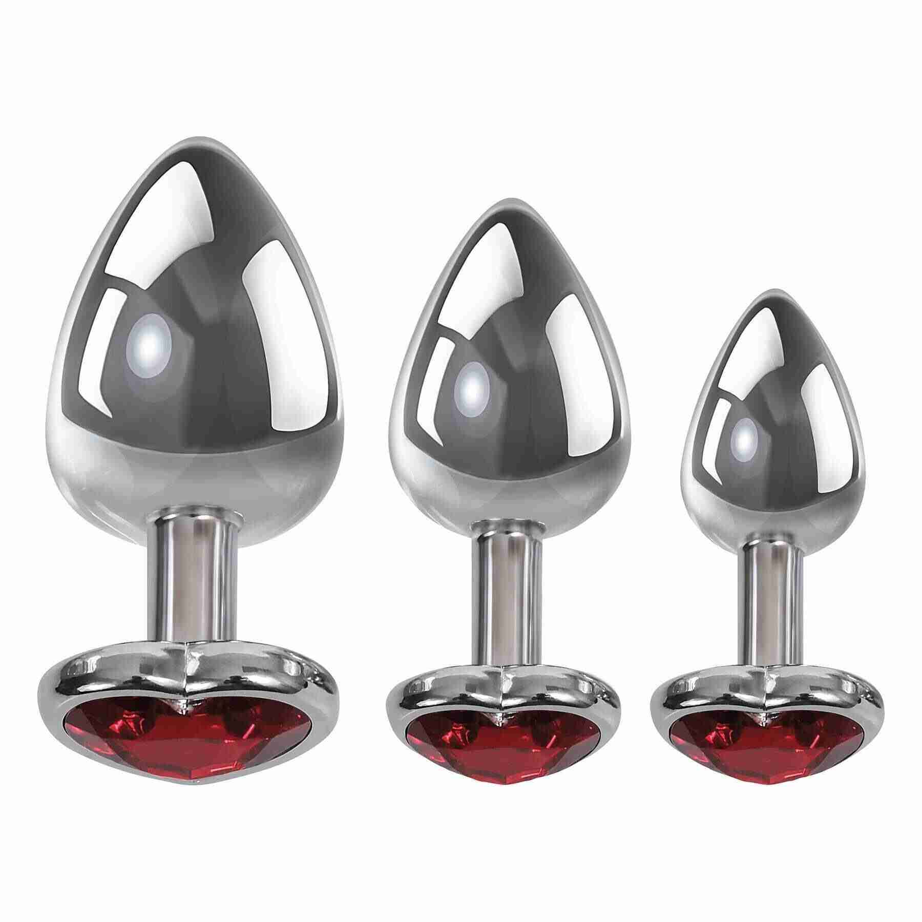 Adamloven Three-Heart Gemstone Anal Plug Set