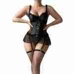 Adamloven Black Push-Up Bustier Basque Set