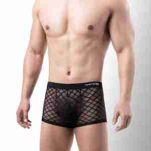 Mesh Shorts With Diamond Patterns