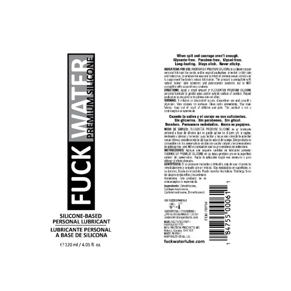 Fuck Water Premium Silicone Lubricant - 4 fl oz packaging or alternate view 2
