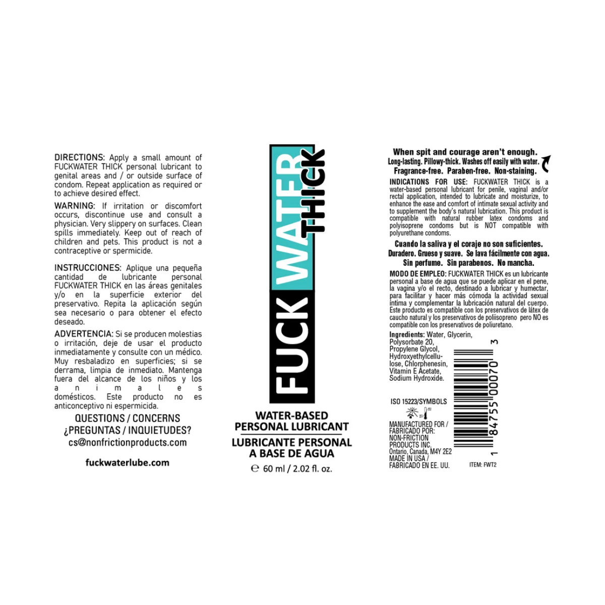 Fuck Water Thick 2 oz lubricant packaging detail