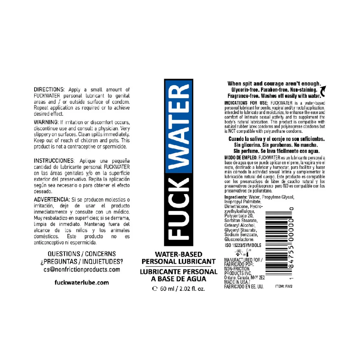 Fuck Water Water-Based Lubricant - 2 fl oz — Water-Based Personal Lubricant — image 2