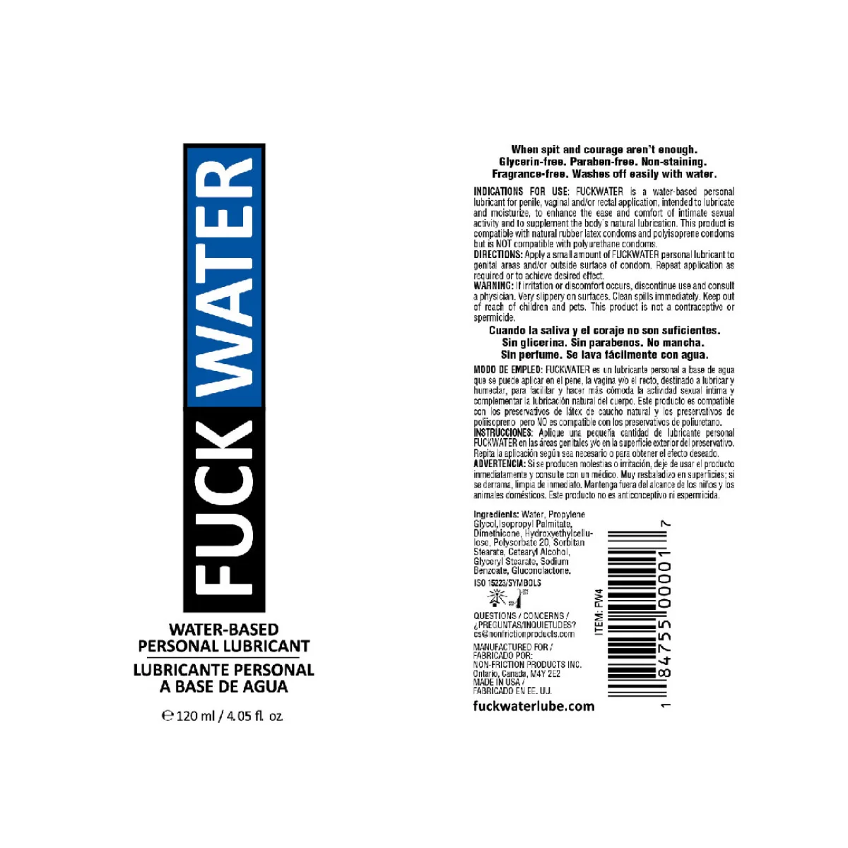 Fuck Water Water-Based Lubricant - 4 fl oz — Water-Based Personal Lubricant — image 2