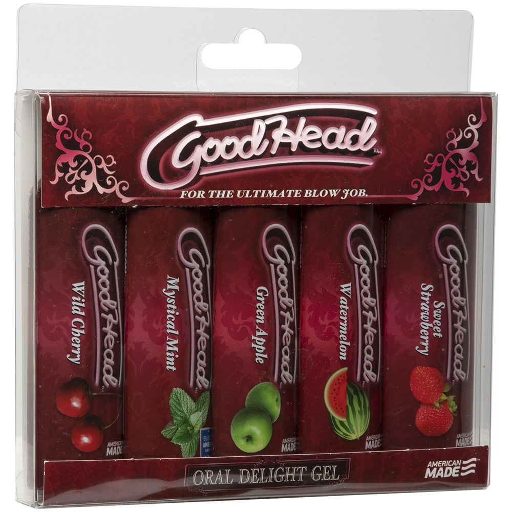 Good Head edible oral gel bottles with five flavors