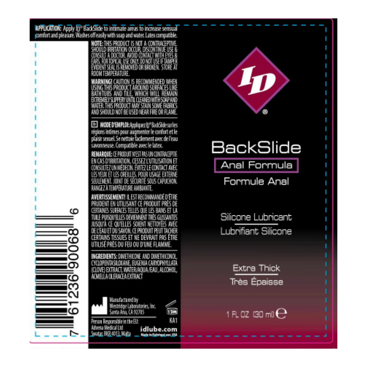 ID Backslide Silicone Lubricant 1 Oz packaging or alternate view 2
