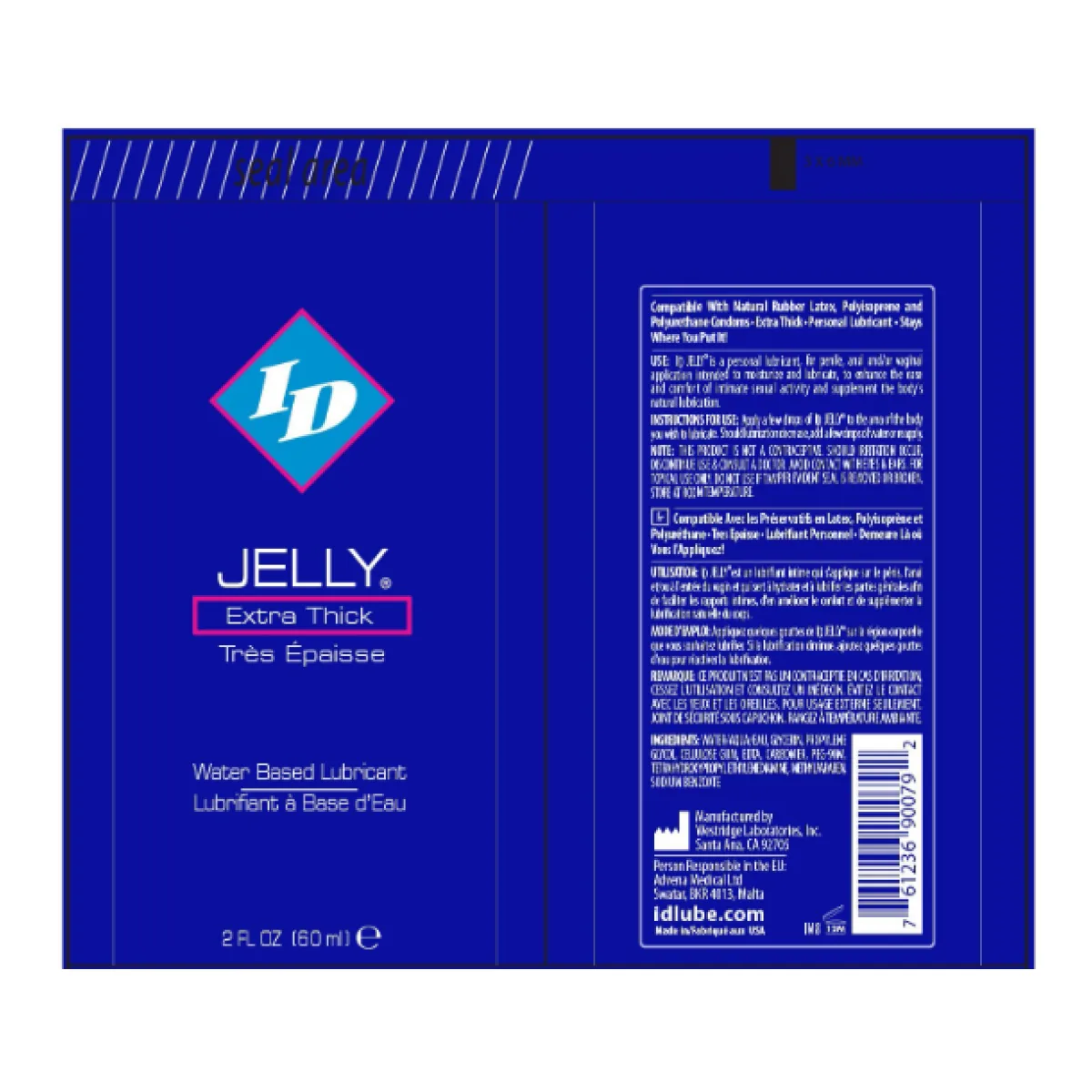 ID Jelly Extra Thick Water Based Lubricant 2 Oz packaging or alternate view 2