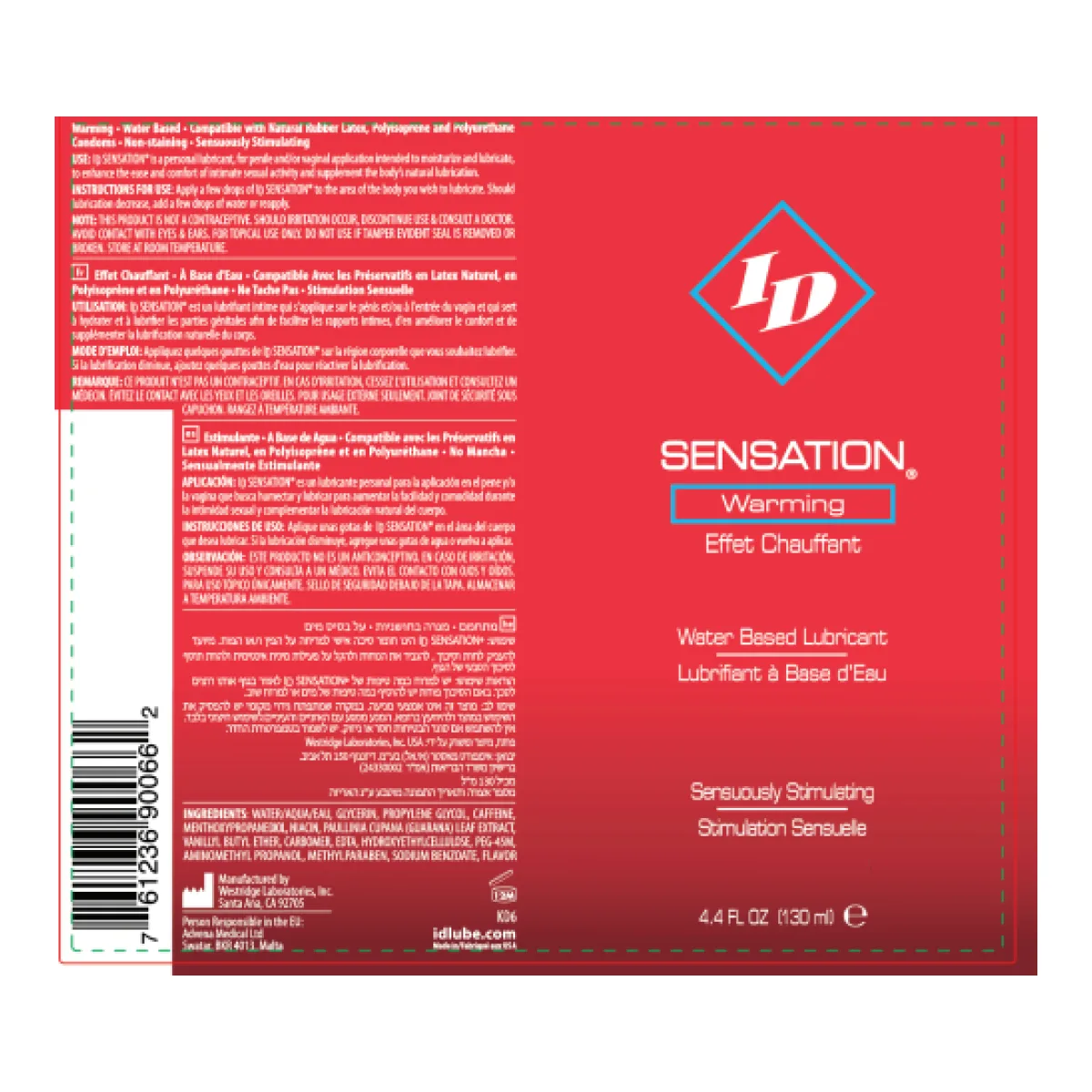 ID Sensation Warming Water Based Lubricant 4.4 Oz packaging or alternate view 2