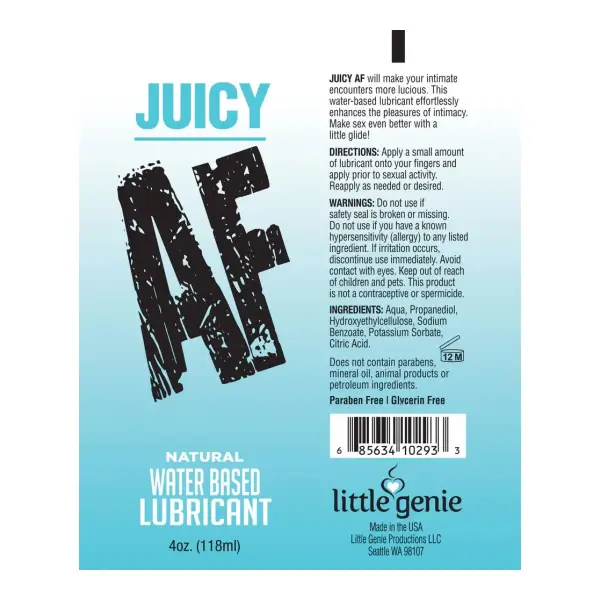 Juicy Af - Natural Water Based Lubricant - 2 Oz packaging or alternate view 2