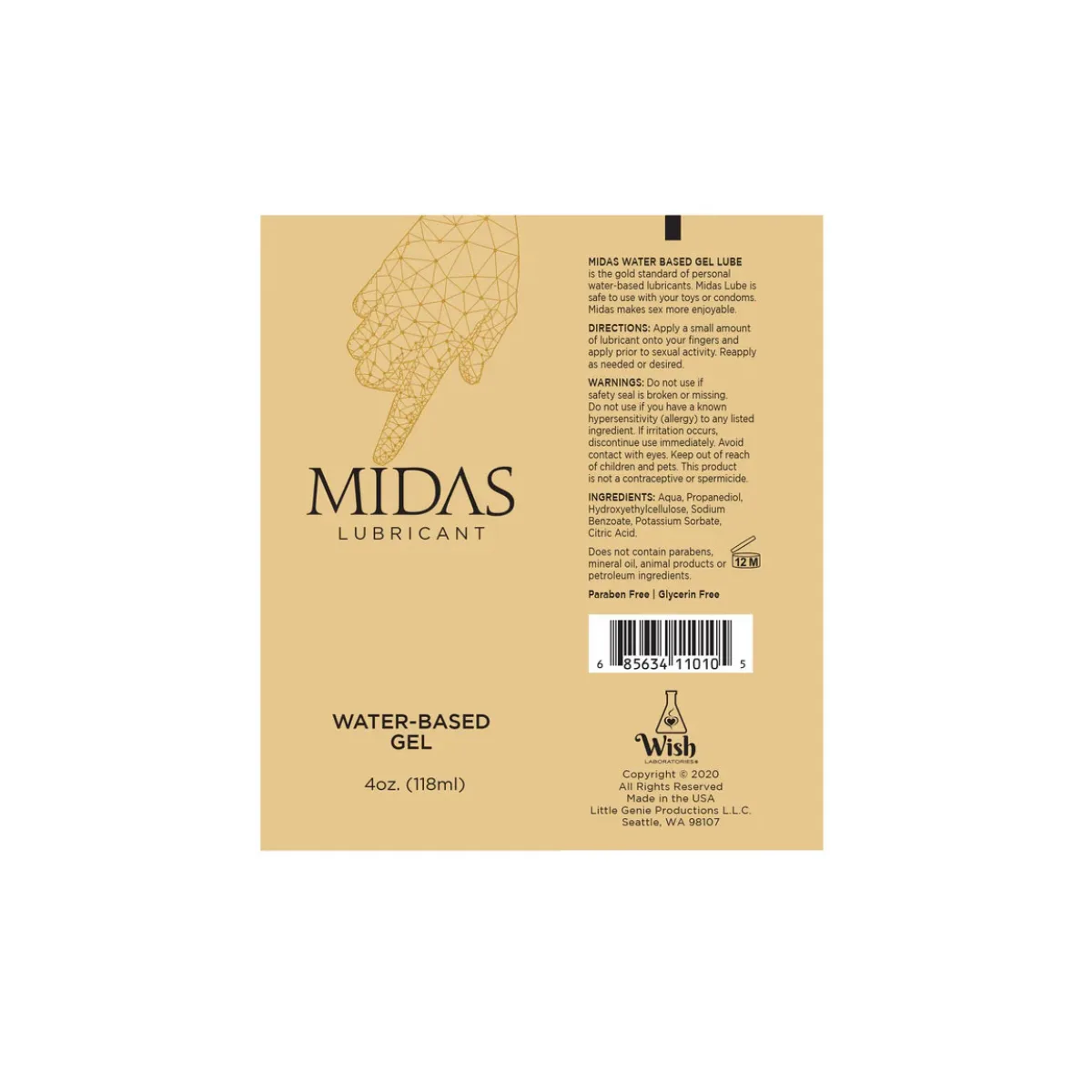 Midas Lubricant - Water-Based Gel - 2 fl oz packaging or alternate view 2