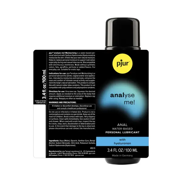 Pjur Analyse Me! - Water-Based Anal Glide - 100 ml packaging and alternate view