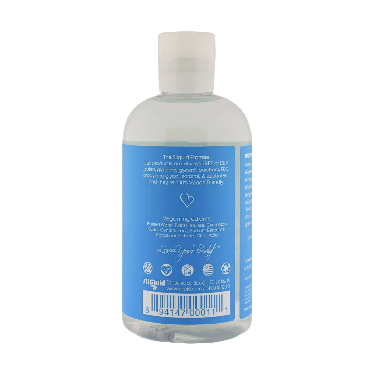 Sliquid H2O water based lube 8.5 oz bottle front view