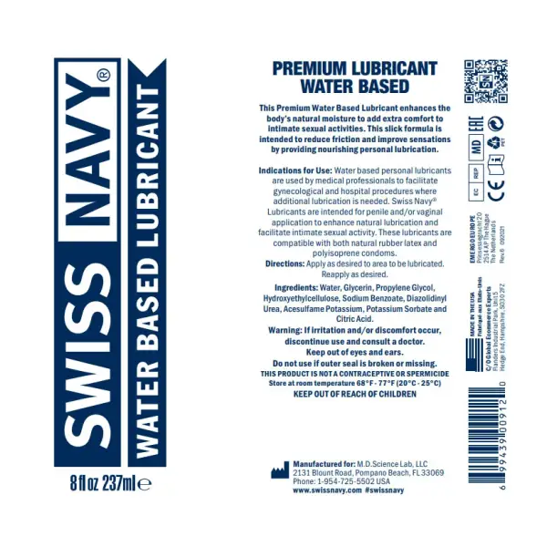 Swiss Navy Water Based Lubricant 4 fl oz — Water-Based Personal Lubricant — image 2