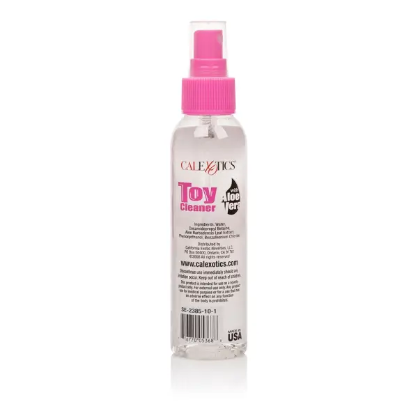 Side view of CalExotics Universal Toy Cleaner With Aloe spray bottle
