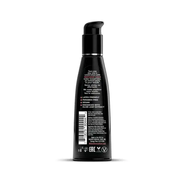 Aqua Birthday Cake Flavored Water Based Intimate Lubricant 4 fl oz alternate product view 3