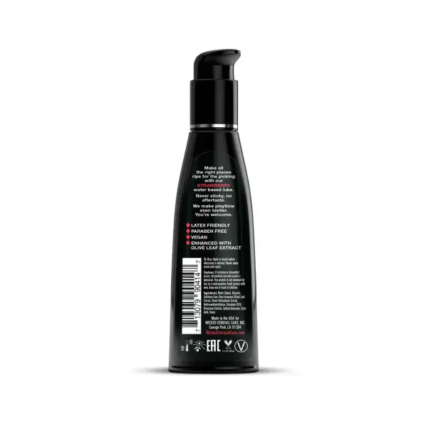 Wicked Aqua Strawberry Flavored Water-Based Lubricant 1 Aqua Strawberry Flavored Water Based Intimate Lubricant - 4 fl oz packaging and alternate view