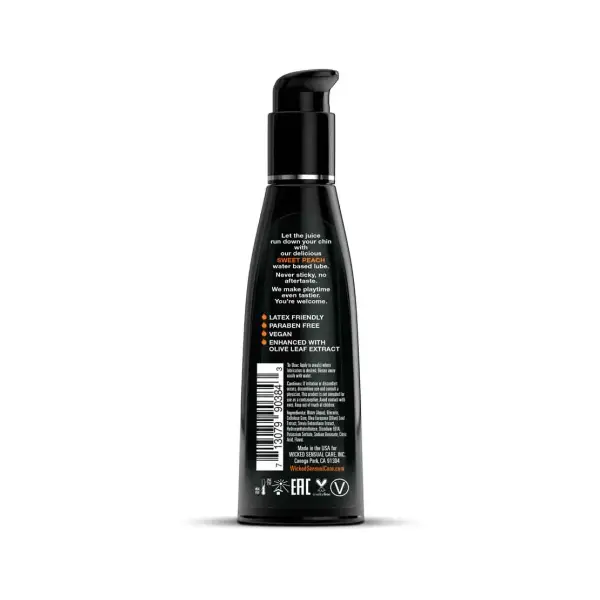 Wicked Aqua Sweet Peach Flavored Water-Based Lubricant 2 Aqua Sweet Peach Flavored Water Based Intimate Lubricant - 4 fl oz alternate product view 3