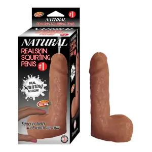 #1 Natural Realskin Squirting Penis - Brown realistic squirting dildo - main product image