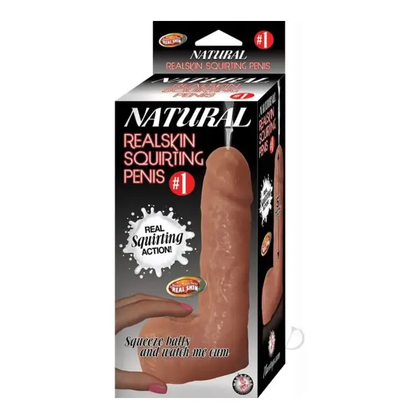 #1 Natural Realskin Squirting Penis - Brown realistic squirting dildo - alternate product angle