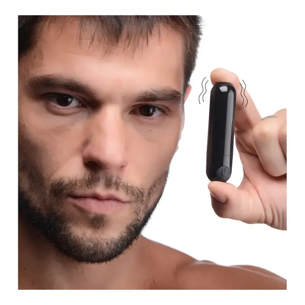 10X Rechargeable Metallic Bullet Vibrator 2 10x Rechargeable Vibrating Metallic Bullet - Black - view 3