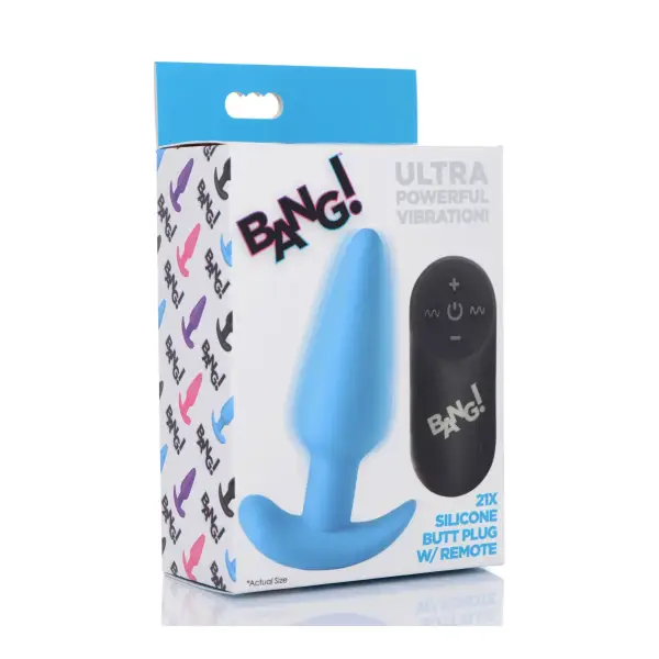 21x Silicone Butt Plug With Remote - Blue - butt plugs - product image 6