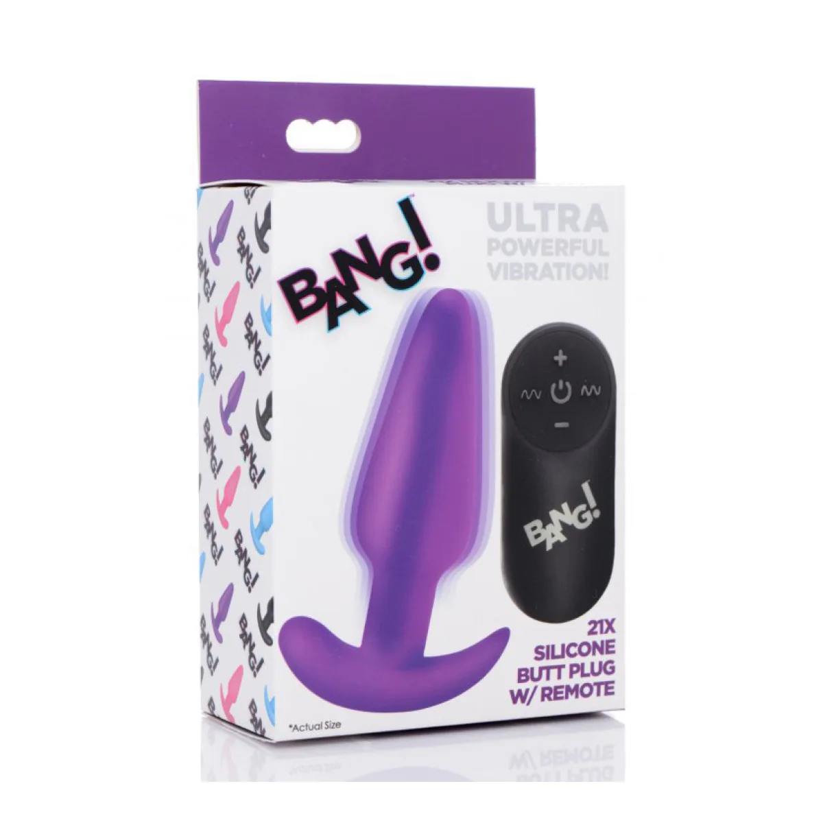 21x Silicone Butt Plug With Remote - Purple - butt plugs - product image 2