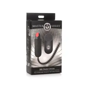 28x Dark Chain Rechargeable Remote Silicone Sound - Black vibrating cock ring remote - main image
