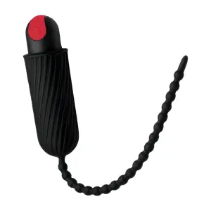 28x Dark Chain Rechargeable Remote Silicone Sound - Black vibrating cock ring remote - product detail
