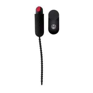 28x Dark Chain Rechargeable Remote Silicone Sound - Black vibrating cock ring remote - additional view