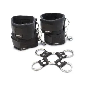 5 Piece Hog Tie and Cuff Set - Black hog-tie restraint set - main product image