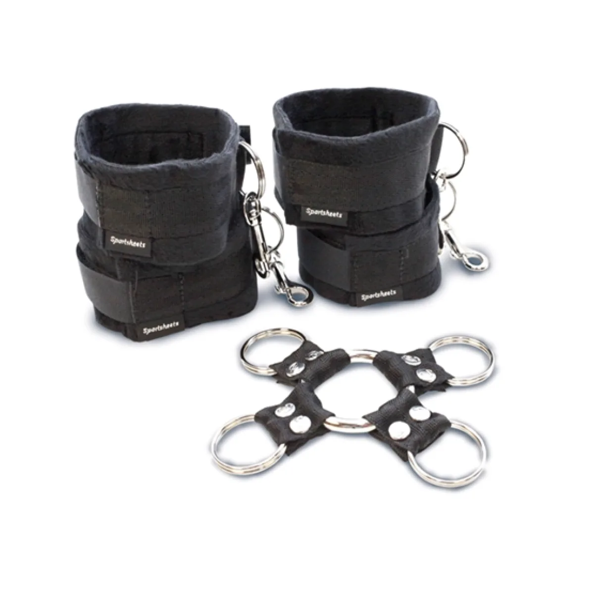 5 Piece Hog Tie and Cuff Set - Black hog-tie restraint set - main product image
