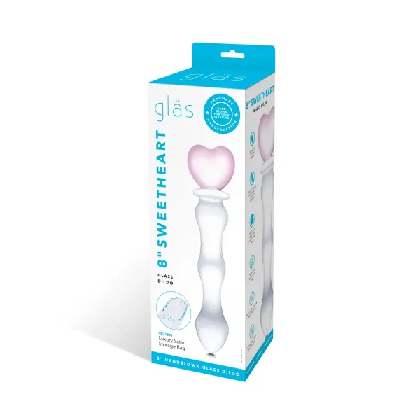 8 in Sweetheart Glass Dildo - Pink/clear - view 5