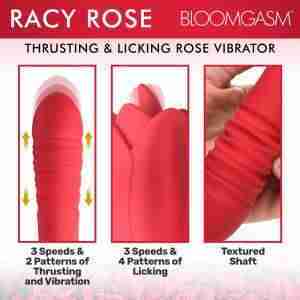 Bloomgasm Racy Rose Thrust and Lick Vibrator - Red - Image 6
