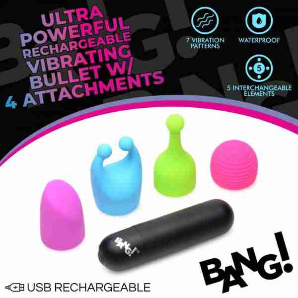 Bang - Rechargeable Bullet With 4 Attachments - aOOiDoEmRckFptND3dZE4PyQ1Fg4WSYk