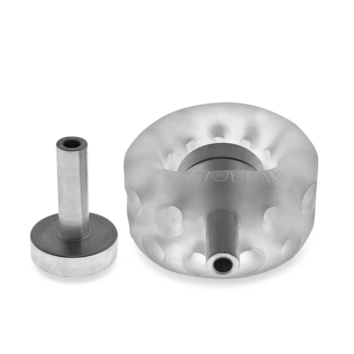 Airballs Electro Air-Lite Ballstretcher With Two 4mm Electro Contact - Clear Ice cock ring and ball stretcher - alternate angle