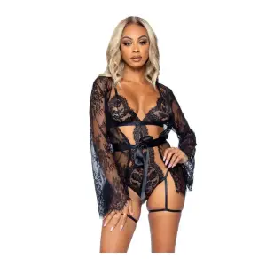 All Romance Lace Teddy and Robe Set - Large - Black 7 All Romance Lace Teddy and Robe Set - Large - Black teddy lingerie - alternate product image