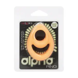 Alpha Glow-in-the-Dark Liquid Silicone Teardrop Ring - Orange best adjustable cock ring - alternate angle