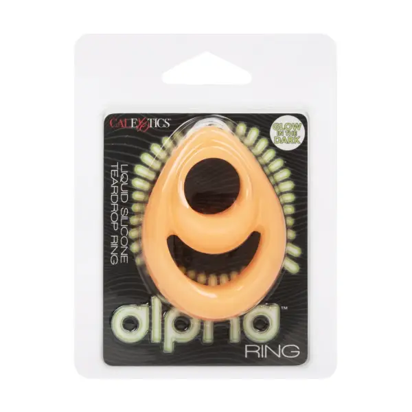 Alpha Glow-in-the-Dark Liquid Silicone Teardrop Ring - Orange best adjustable cock ring - alternate angle