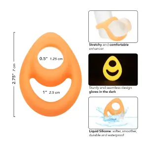 Alpha Glow-in-the-Dark Liquid Silicone Teardrop Ring - Orange best adjustable cock ring - packaging view