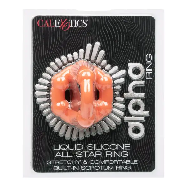 Alpha Liquid Silicone All Star Ring - Orange adjustable cock ring - additional view