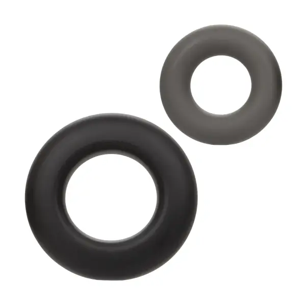 Alpha Liquid Silicone Prolong Set of 2 - Black/gray cock ring - packaging view