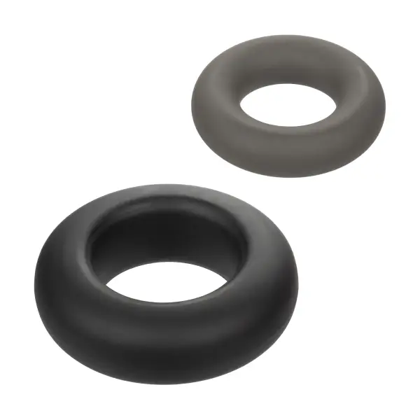 Alpha Liquid Silicone Prolong Set of 2 - Black/gray cock ring - additional view