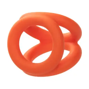 Alpha Liquid Silicone Tri-Ring - Orange Orange silicone cock ring - additional view