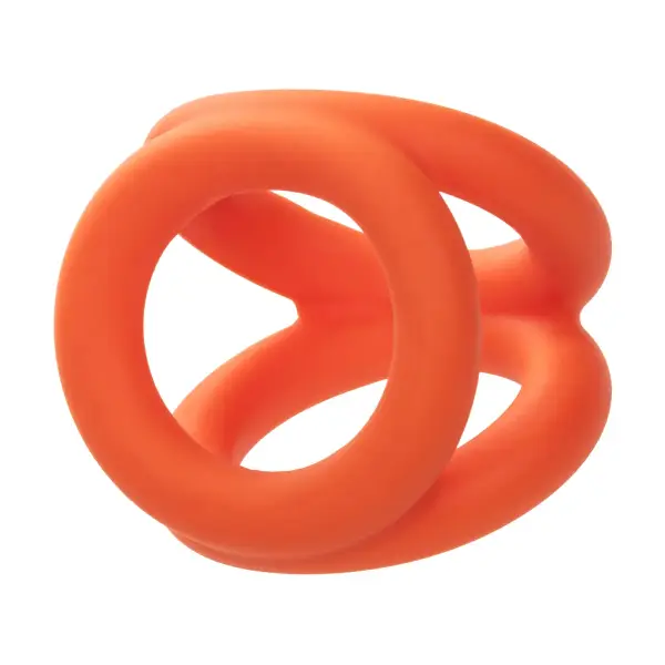 Alpha Liquid Silicone Tri-Ring - Orange Orange silicone cock ring - additional view