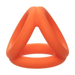 Alpha Liquid Silicone Tri-Ring - Orange Orange silicone cock ring - additional view