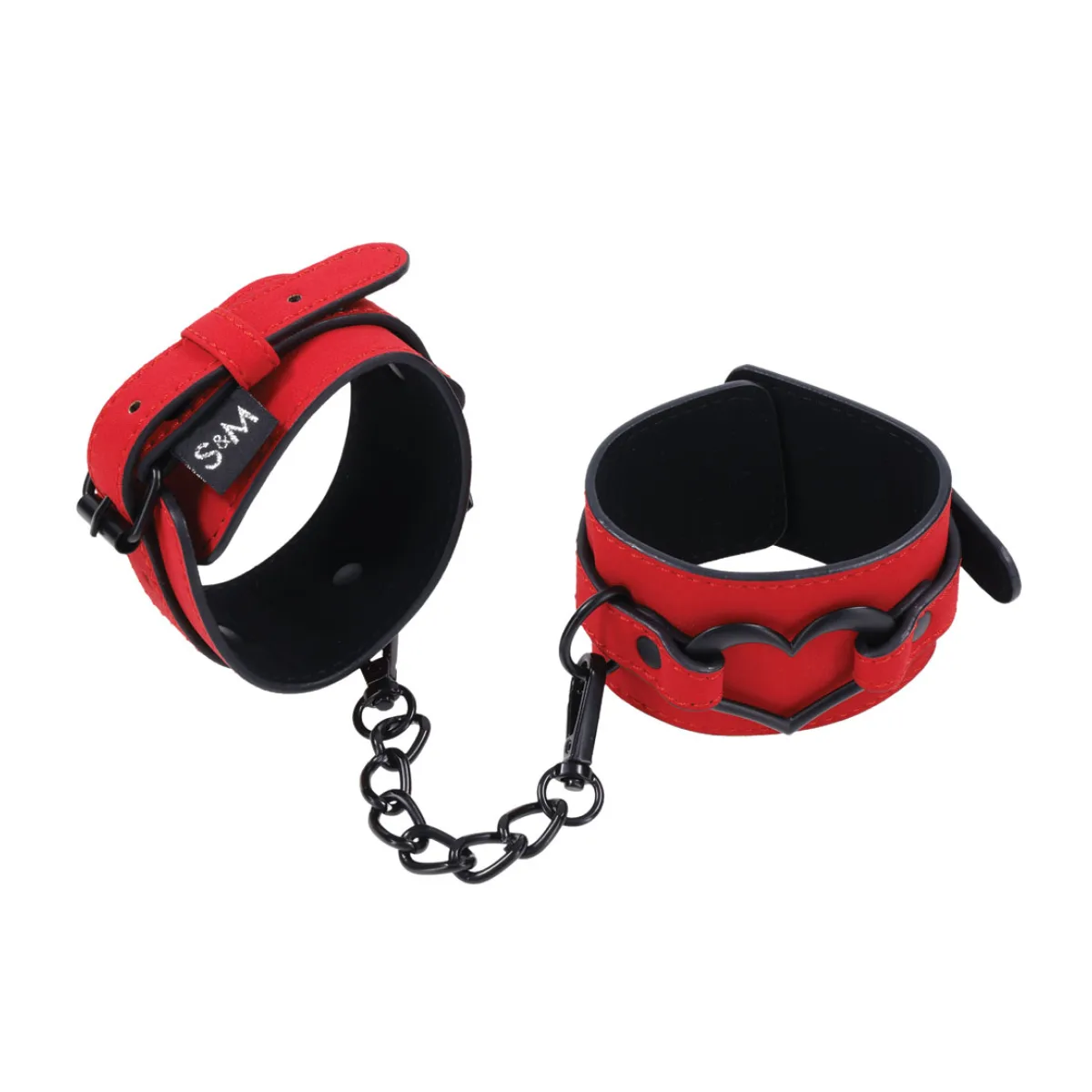Amor Handcuffs - Red bondage cuffs - alternate angle