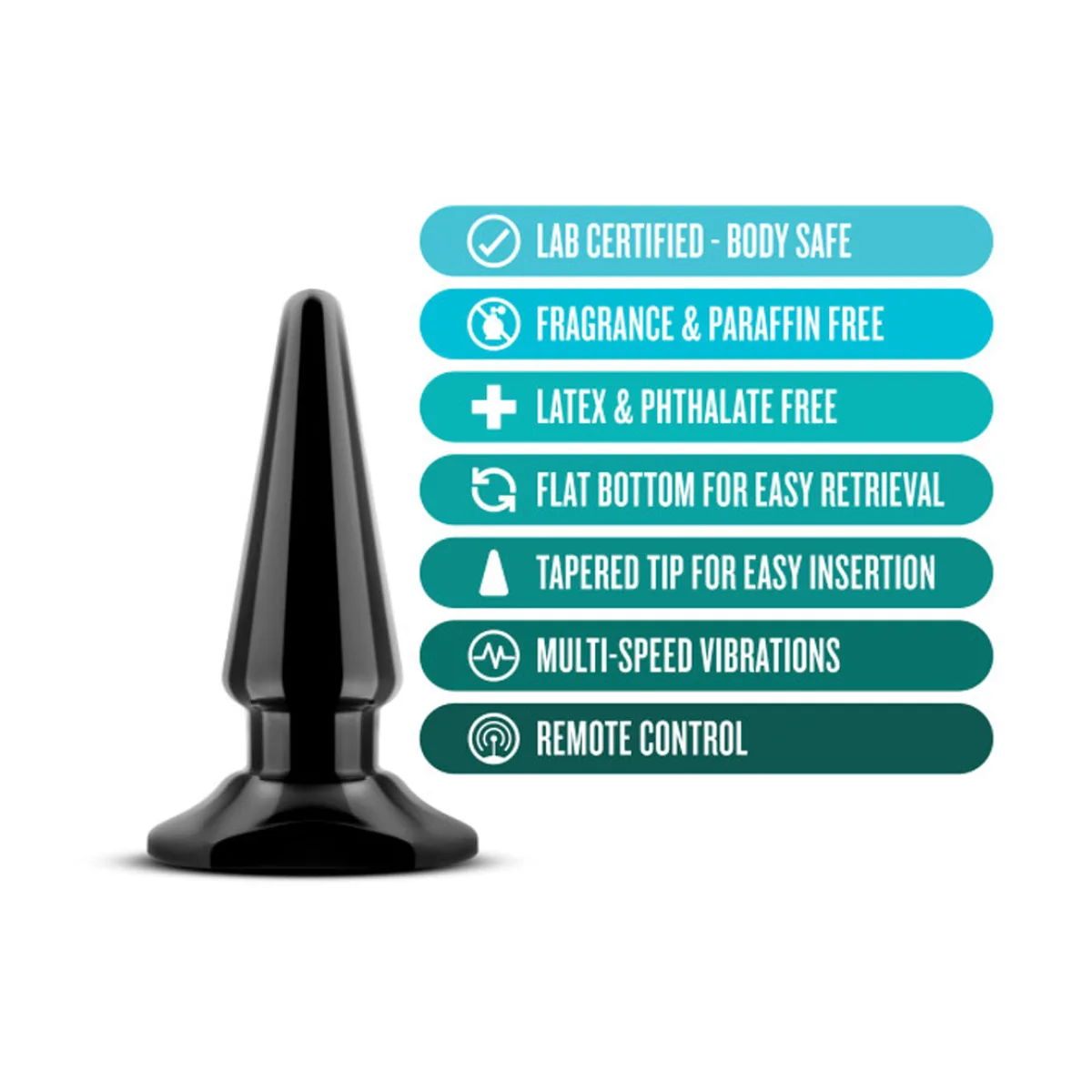 Anal Adventures - Basic Vibrating Anal Pleaser - Black vibrating anal balls - alternate angle