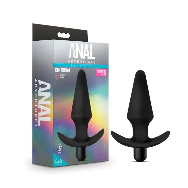 Anal Adventures Platinum - Silicone Vibrating Plug - Black vibrating butt plug - product image 8