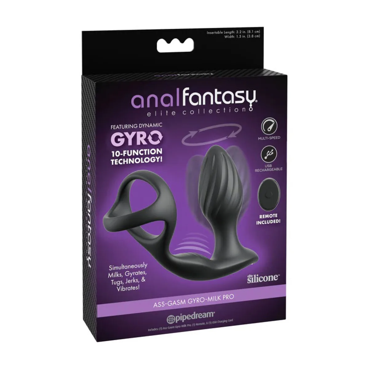 Anal Ass-Gasm Gyro-Milk Pro - Black best prostate massager - main image