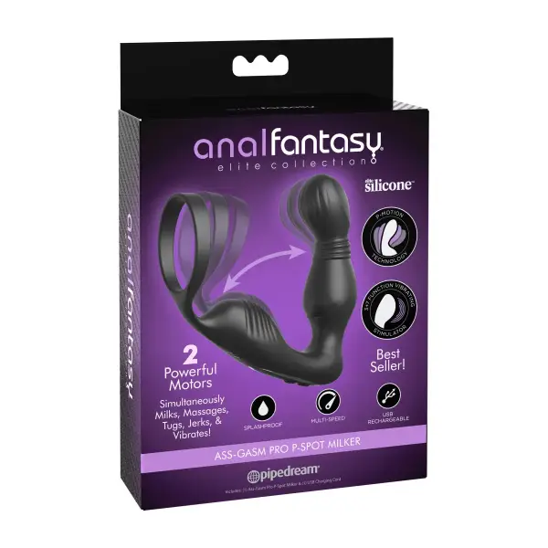 Anal Fantasy Elite Ass-Gasm P-Spot Milker - Black beginner prostate massager - packaging view