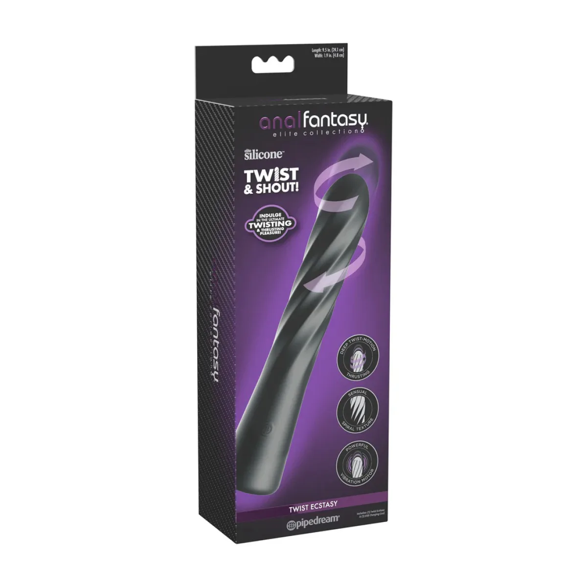 Anal Fantasy Elite Twist Ecstasy - Black vibrating anal balls - main image